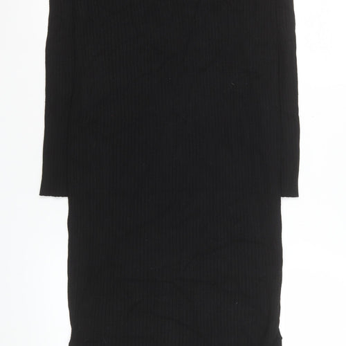 New Look Women’s Black Ribbed Knit Bodycon Midi Dress UK 14