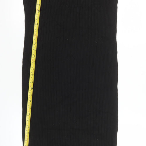 New Look Women’s Black Ribbed Knit Bodycon Midi Dress UK 14