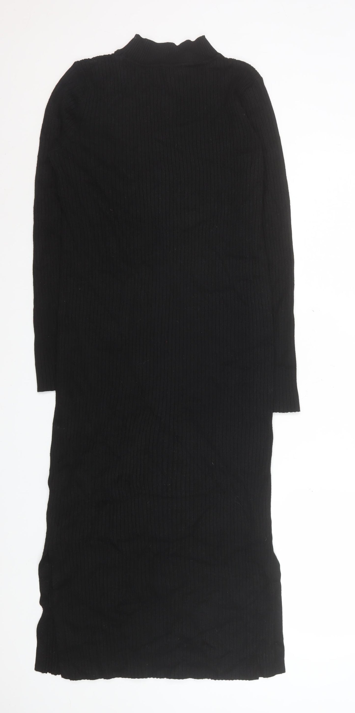 New Look Women’s Black Ribbed Knit Bodycon Midi Dress UK 14