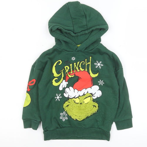 Primark Boys Green The Grinch Christmas Pullover Hoodie 3-4 Years