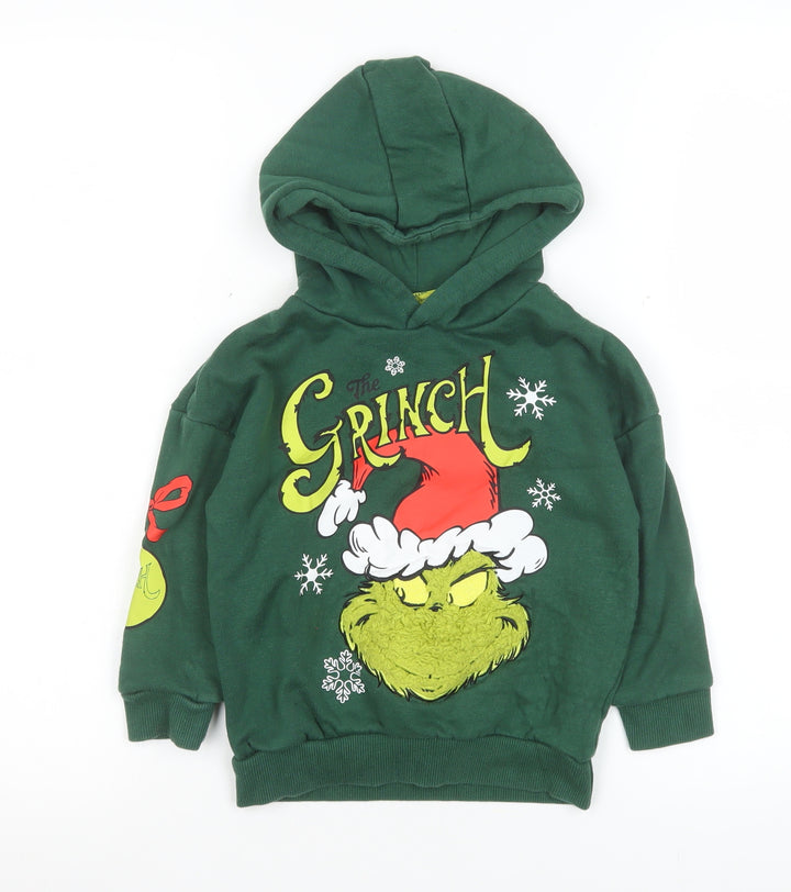 Primark Boys Green The Grinch Christmas Pullover Hoodie 3-4 Years
