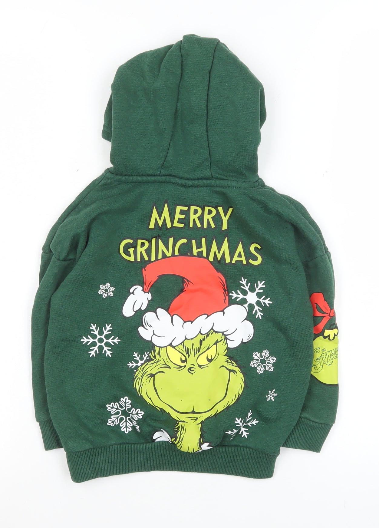 Primark Boys Green The Grinch Christmas Pullover Hoodie 3-4 Years