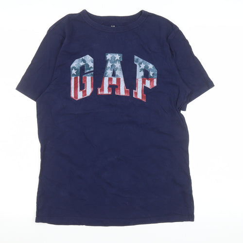 GAP Boys Blue American Flag Logo T-Shirt Size XL Short Sleeve Cotton