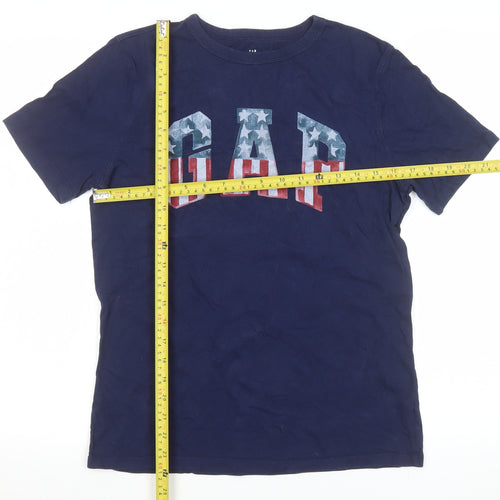 GAP Boys Blue American Flag Logo T-Shirt Size XL Short Sleeve Cotton