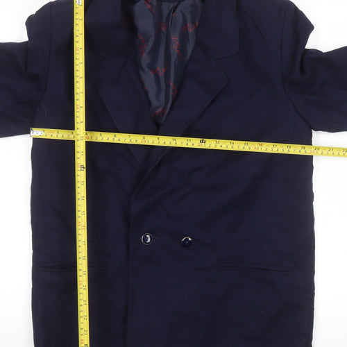 Private Collection Women's Blue Wool Double-Breasted Blazer Size 12