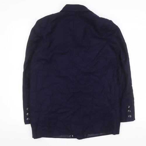 Private Collection Women's Blue Wool Double-Breasted Blazer Size 12