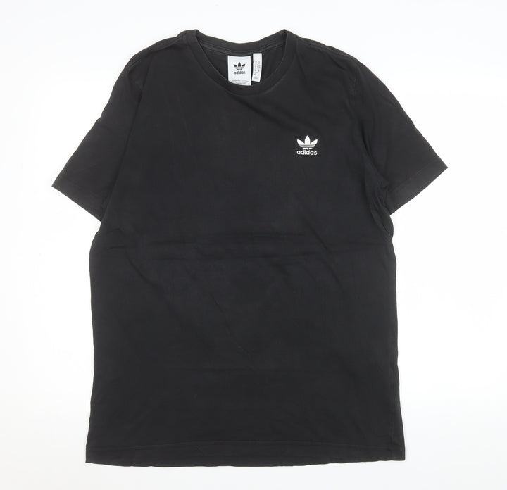 Adidas Men's Black Cotton Crew Neck Short Sleeve T-Shirt Size M
