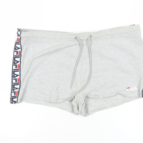 FILA Womens Grey L Shorts Drawstring Jersey Activewear