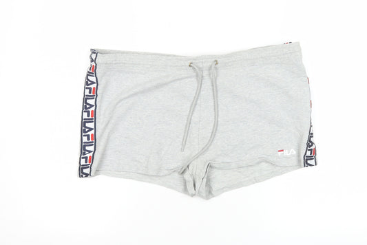 FILA Womens Grey L Shorts Drawstring Jersey Activewear