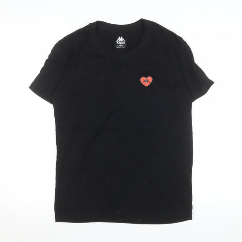 Kappa Womens Black XS Cotton Heart Logo Short Sleeve T-Shirt