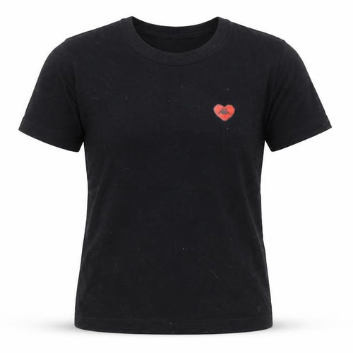 Kappa Womens Black XS Cotton Heart Logo Short Sleeve T-Shirt