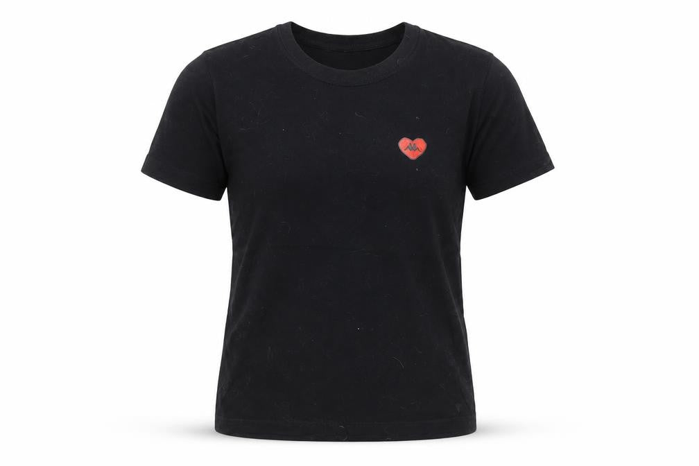 Kappa Womens Black XS Cotton Heart Logo Short Sleeve T-Shirt