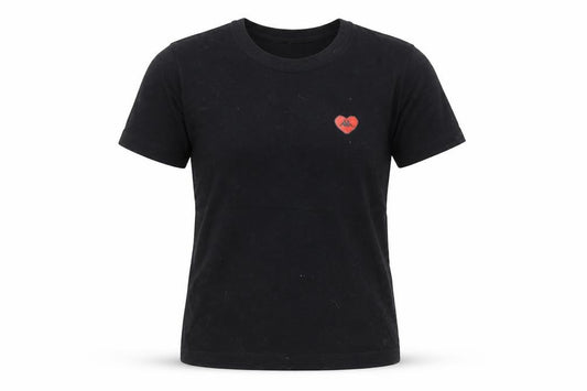 Kappa Womens Black XS Cotton Heart Logo Short Sleeve T-Shirt