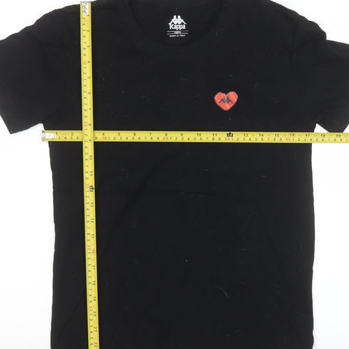Kappa Womens Black XS Cotton Heart Logo Short Sleeve T-Shirt