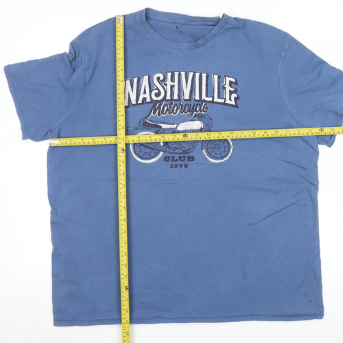 Tu Men's Blue Nashville Motorcycle Graphic Print T-Shirt XL