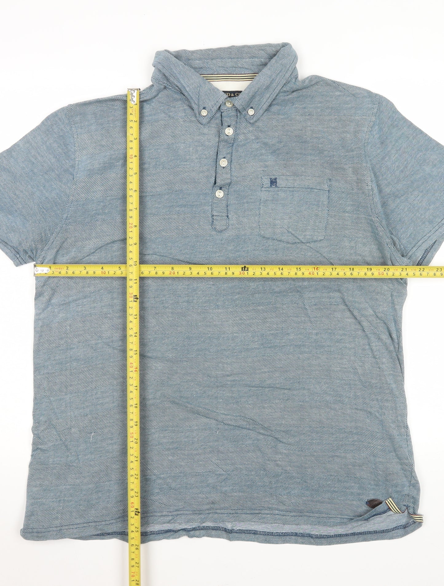 Hammond & Co Men’s Blue Cotton Short Sleeve Polo Shirt Size L