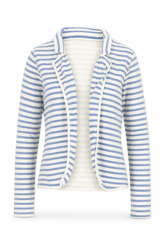 Front view of Maison Scotch Women’s Blue White Striped Cotton Jacket S