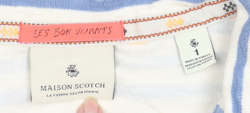Maison Scotch Women’s Blue White Striped Cotton Jacket S