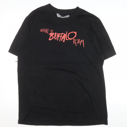 Worn Free Men’s Black Where The Buffalo Roam Organic Cotton T-Shirt L