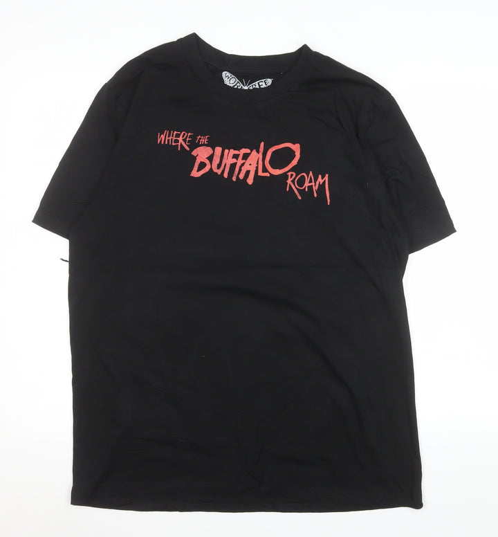 Worn Free Men’s Black Where The Buffalo Roam Organic Cotton T-Shirt L