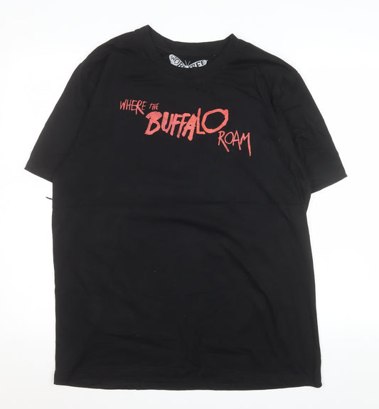 Worn Free Men’s Black Where The Buffalo Roam Organic Cotton T-Shirt L