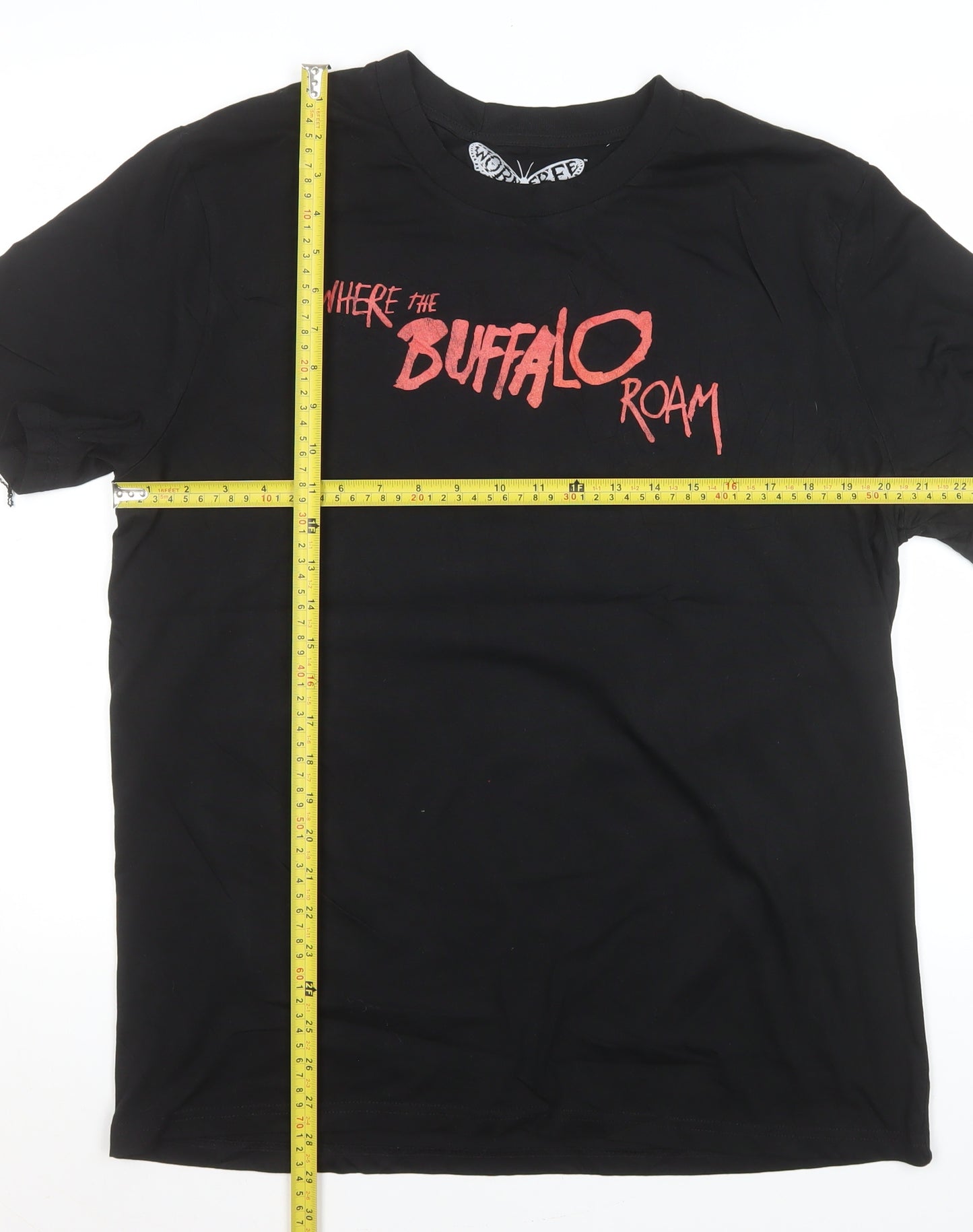 Worn Free Men’s Black Where The Buffalo Roam Organic Cotton T-Shirt L