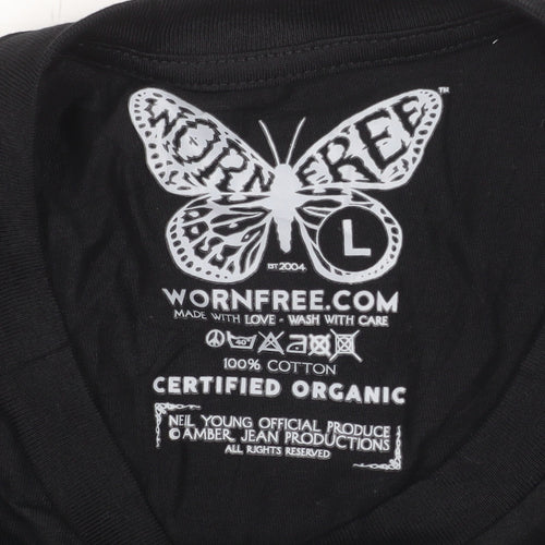 Worn Free Men’s Black Where The Buffalo Roam Organic Cotton T-Shirt L