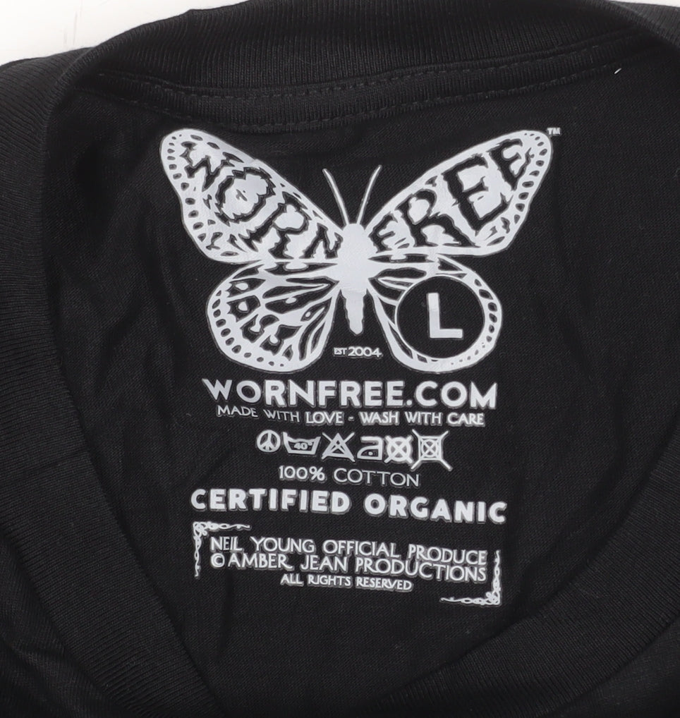 Worn Free Men’s Black Where The Buffalo Roam Organic Cotton T-Shirt L