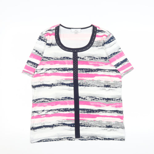 Les Collections Mat Women’s Multicoloured Striped Beaded T-Shirt L