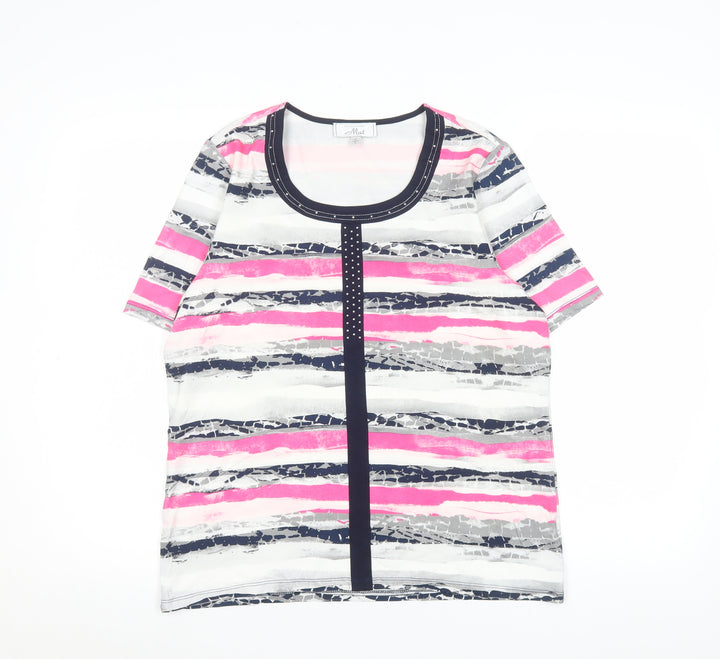 Les Collections Mat Women’s Multicoloured Striped Beaded T-Shirt L