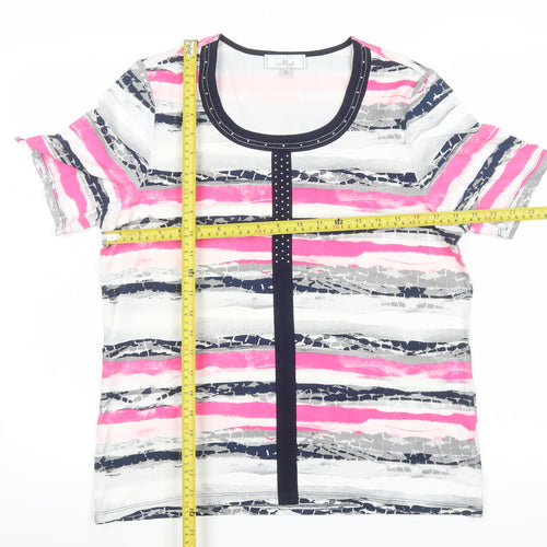 Les Collections Mat Women’s Multicoloured Striped Beaded T-Shirt L