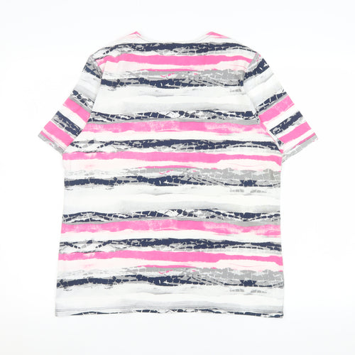Les Collections Mat Women’s Multicoloured Striped Beaded T-Shirt L