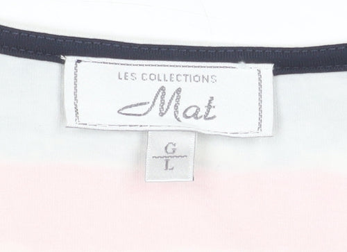 Les Collections Mat Women’s Multicoloured Striped Beaded T-Shirt L