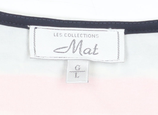 Les Collections Mat Women’s Multicoloured Striped Beaded T-Shirt L