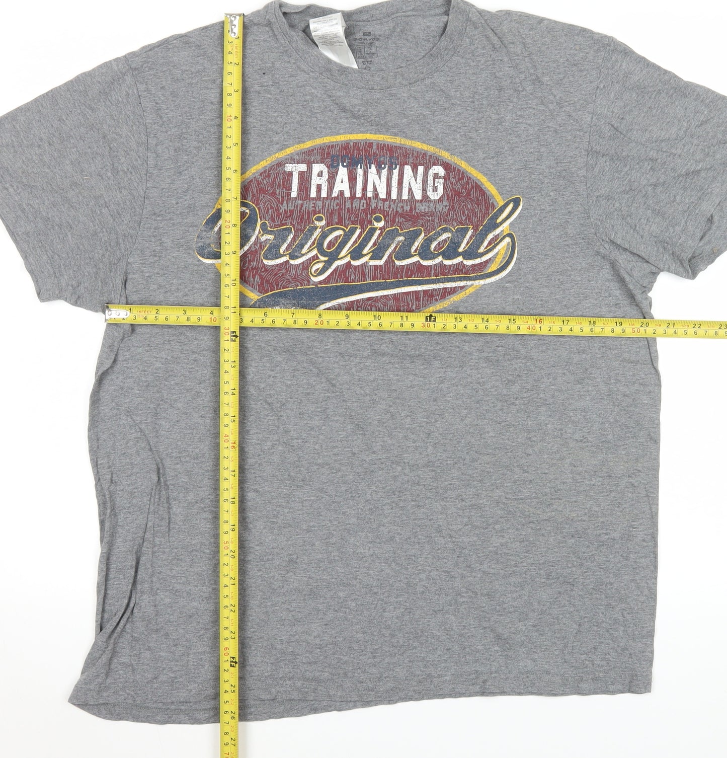 Domyos Men’s Grey Training Original Cotton T-Shirt L Short Sleeve Sporty