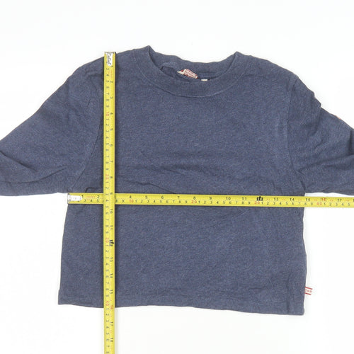 Superdry Women's Blue Cotton Cropped Long Sleeve T-Shirt UK 12