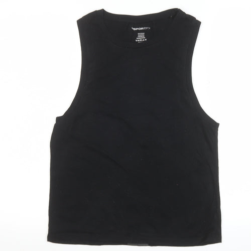 SPORTFX Womens Black Size 8 Sleeveless Cropped Tank Top Activewear