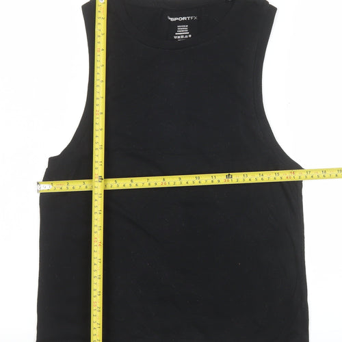 SPORTFX Womens Black Size 8 Sleeveless Cropped Tank Top Activewear