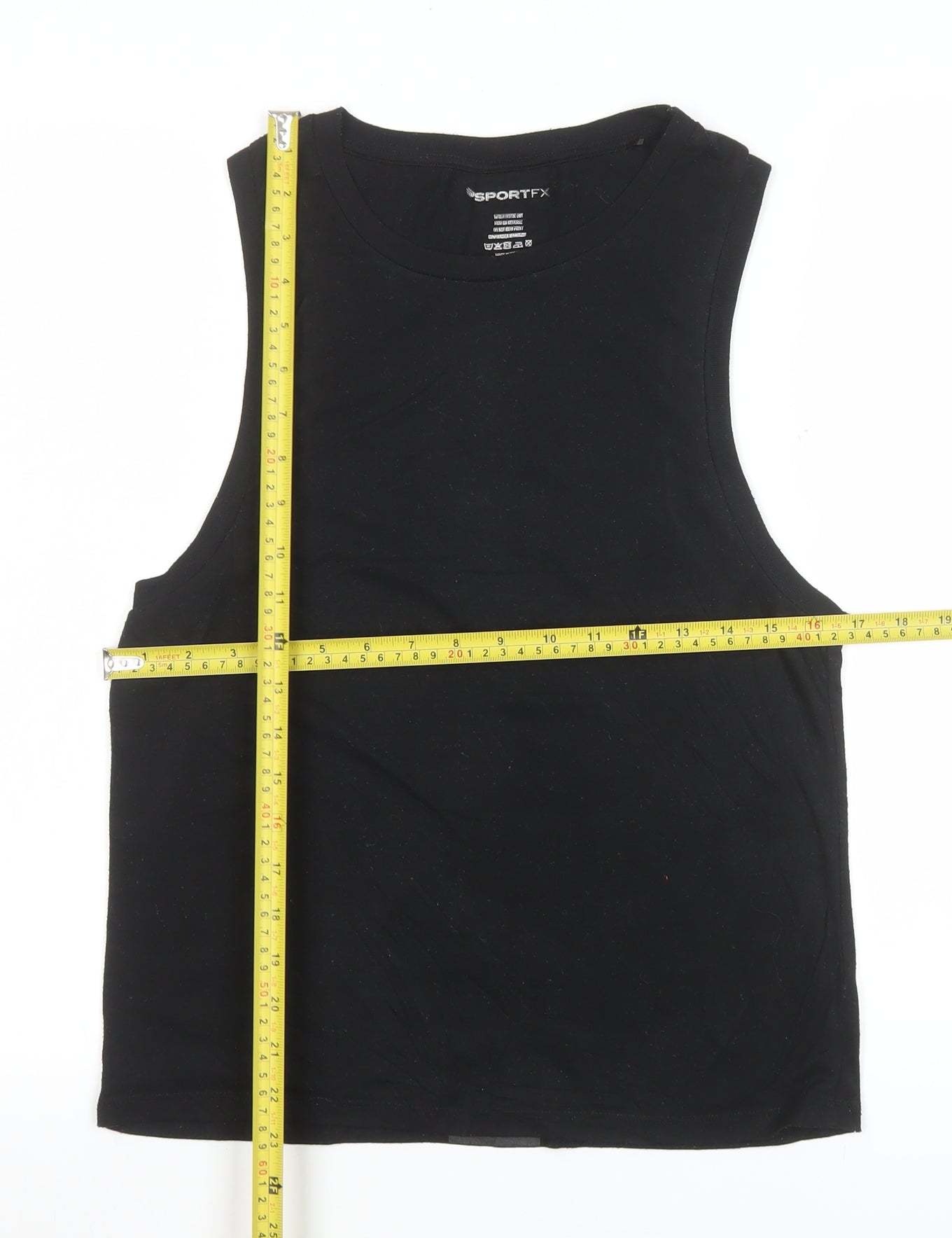 SPORTFX Womens Black Size 8 Sleeveless Cropped Tank Top Activewear