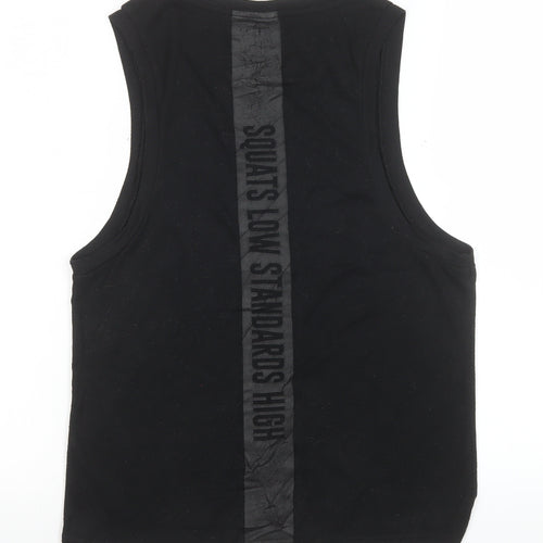 SPORTFX Womens Black Size 8 Sleeveless Cropped Tank Top Activewear