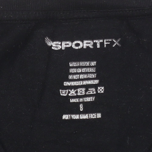 SPORTFX Womens Black Size 8 Sleeveless Cropped Tank Top Activewear