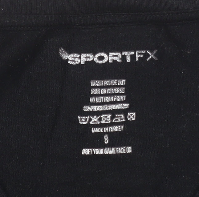 SPORTFX Womens Black Size 8 Sleeveless Cropped Tank Top Activewear