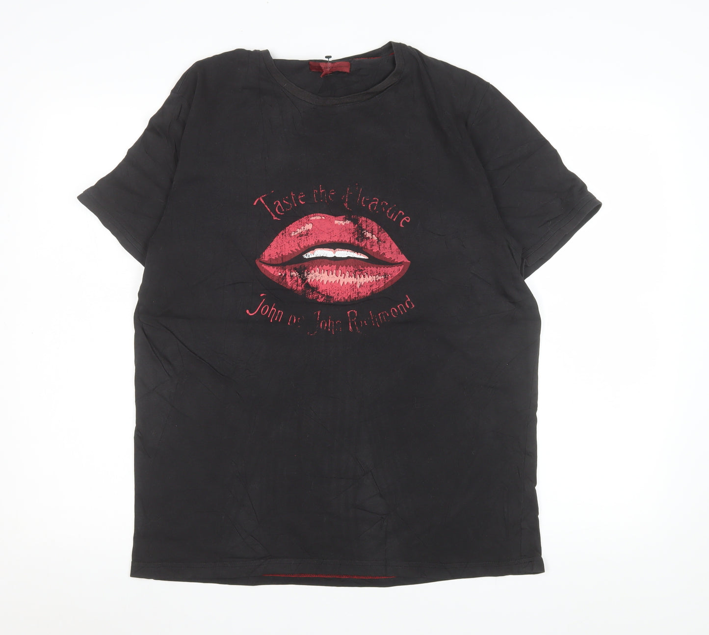 John Richmond Men's Black Graphic Lips Rock T-Shirt Size M