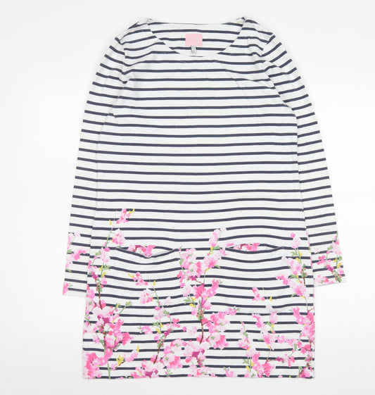 Joules Women’s Multicoloured Size 12 Striped Floral Long Sleeve Tunic Top