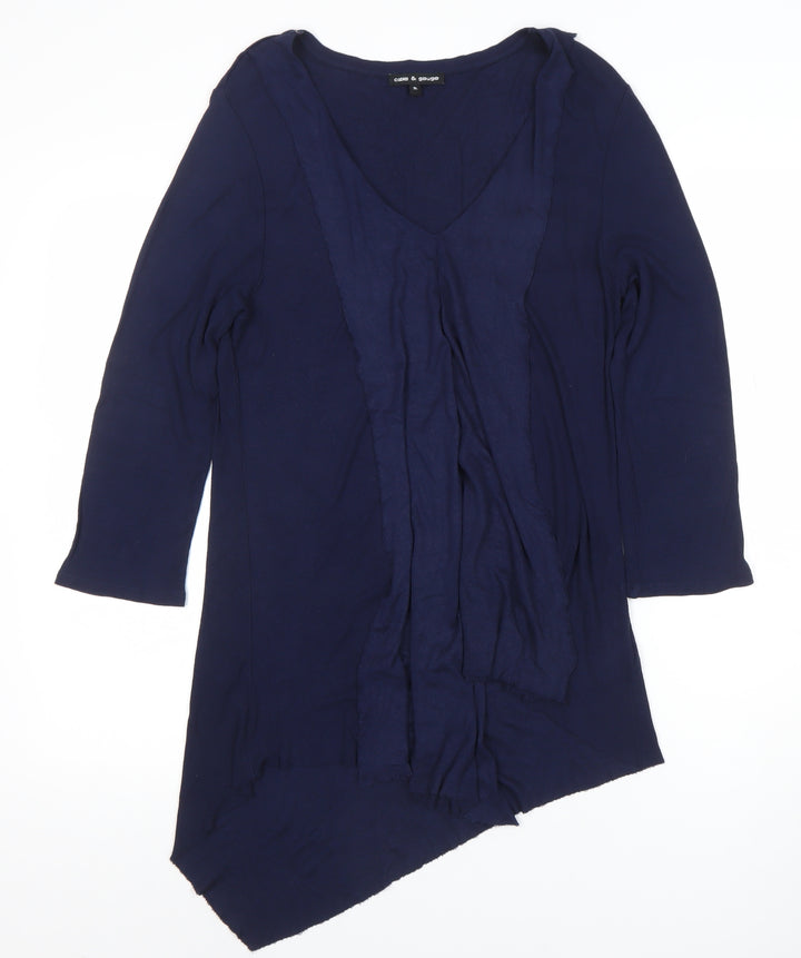 Cable & Gauge Women's Blue XL V-Neck Long Sleeve Tunic Blouse
