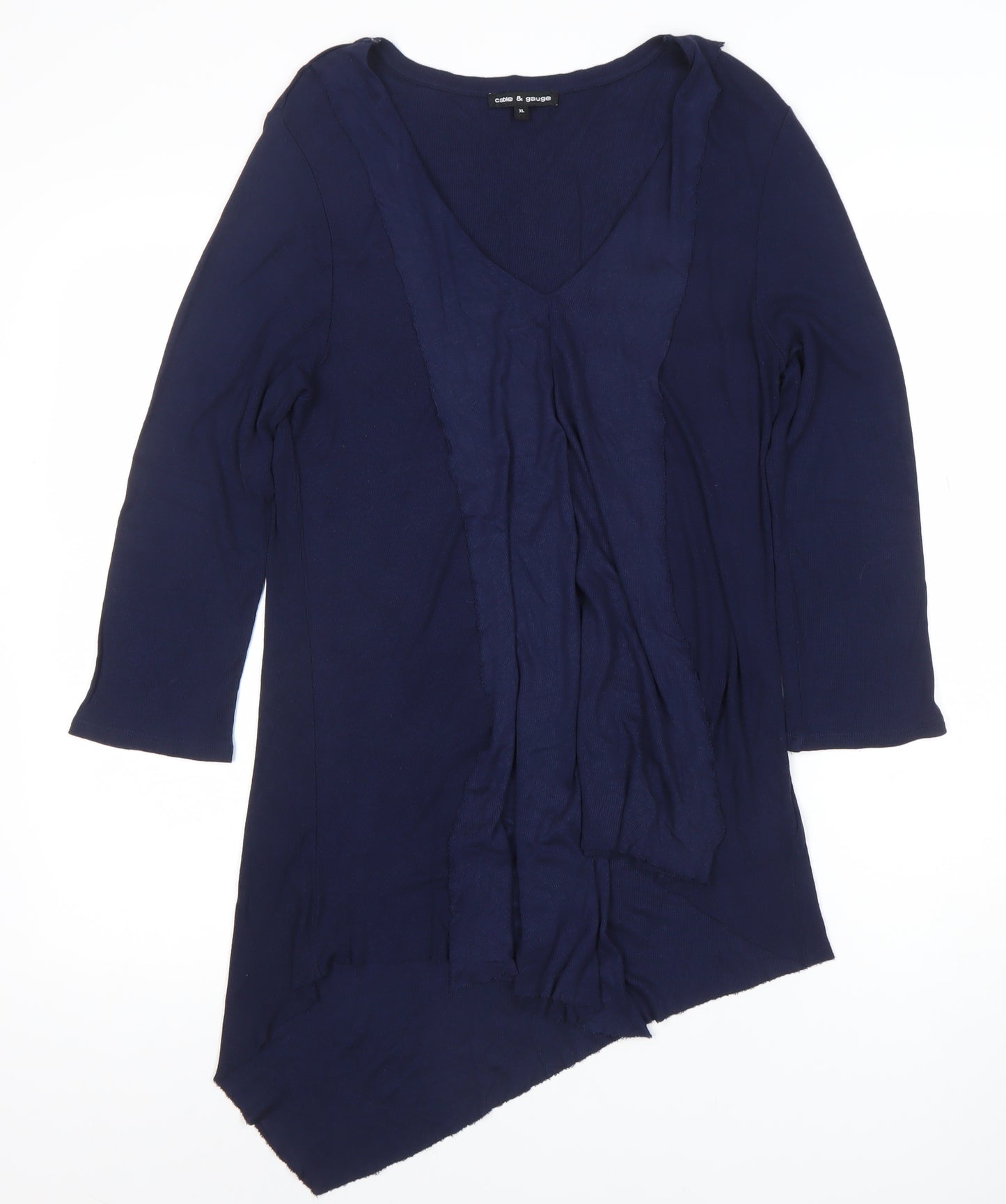 Cable & Gauge Women's Blue XL V-Neck Long Sleeve Tunic Blouse
