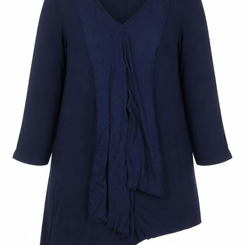 Cable & Gauge Women's Blue XL V-Neck Long Sleeve Tunic Blouse