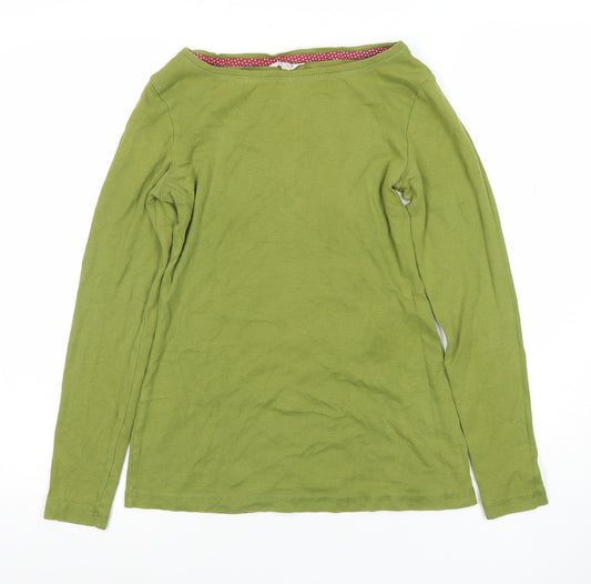 White Stuff Women's Green Long Sleeve Cotton T-Shirt Size 10