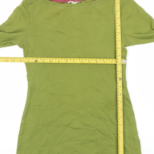 White Stuff Women's Green Long Sleeve Cotton T-Shirt Size 10