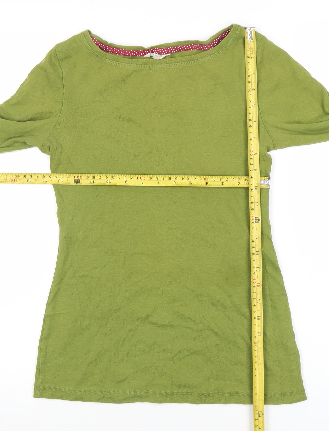 White Stuff Women's Green Long Sleeve Cotton T-Shirt Size 10